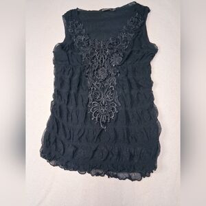 George Black Floral Lace Women's Blouse